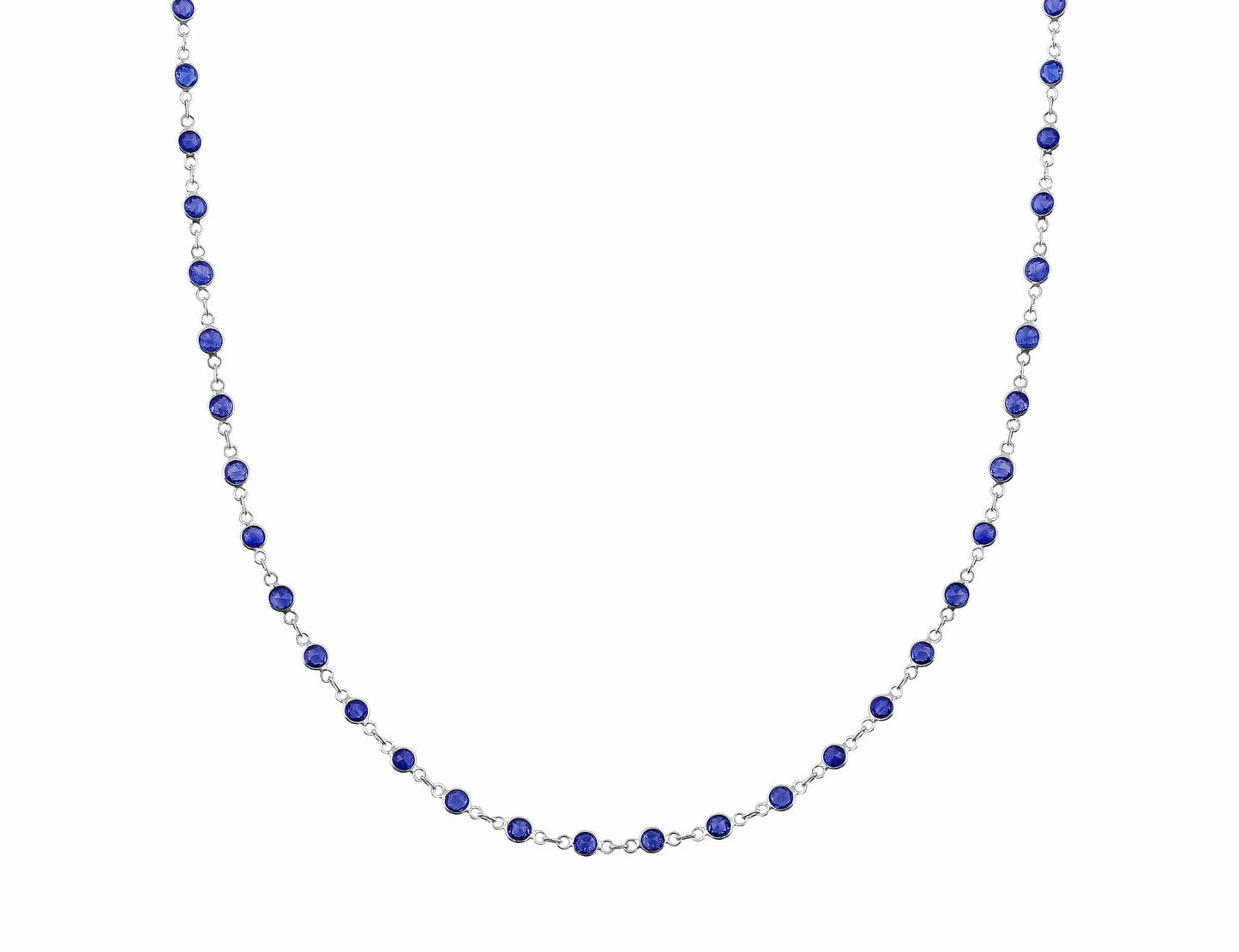 18k White Gold 7ct Sapphire Chain Necklace