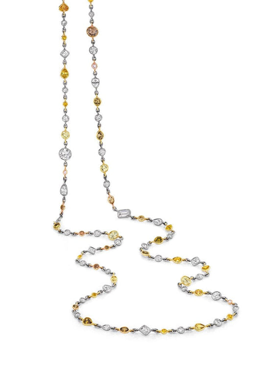 Rivière Platinum 18k Gold Multicolored Diamond Necklace