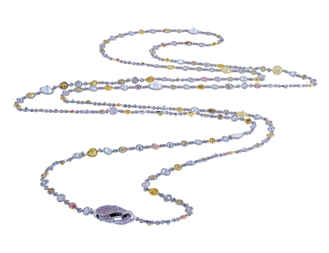 Rivière Platinum 23ct Multicolor Diamond Necklace