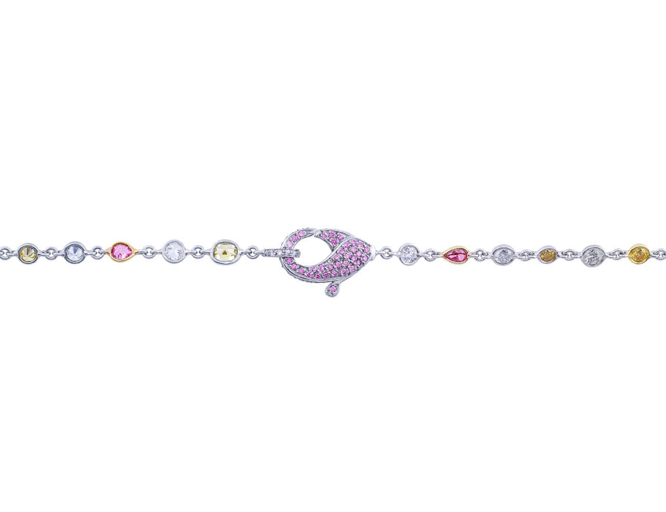 Rivière Platinum 23ct Multicolor Diamond Necklace