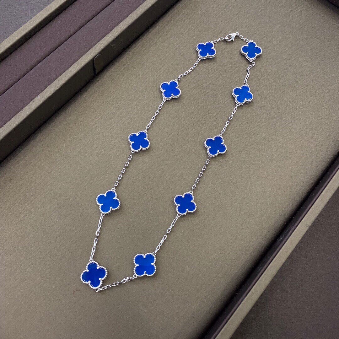 18K Celestial Vintage Alhambra Blue 10 Motifs Necklace