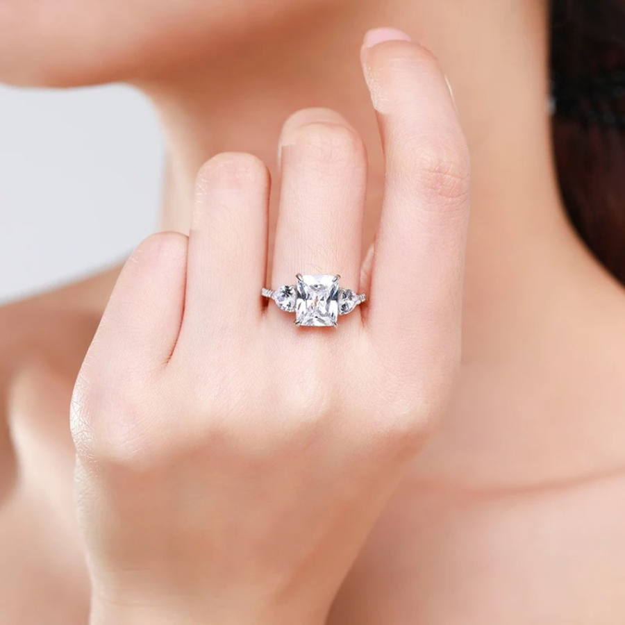 Luxury Rectangle Cut CZ Ring – 925 Sterling Silver