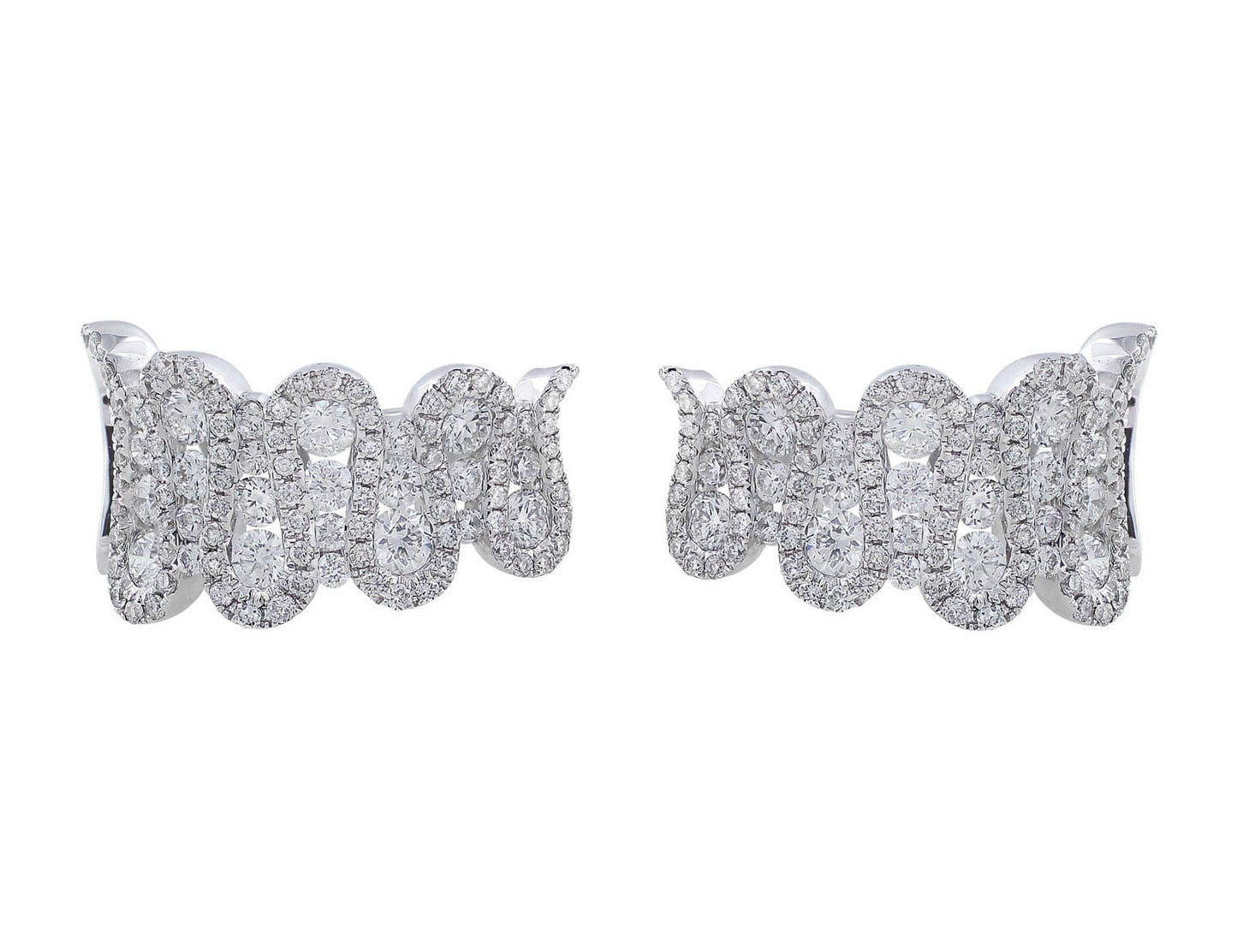 18k White Gold and Diamond Wave Earrings