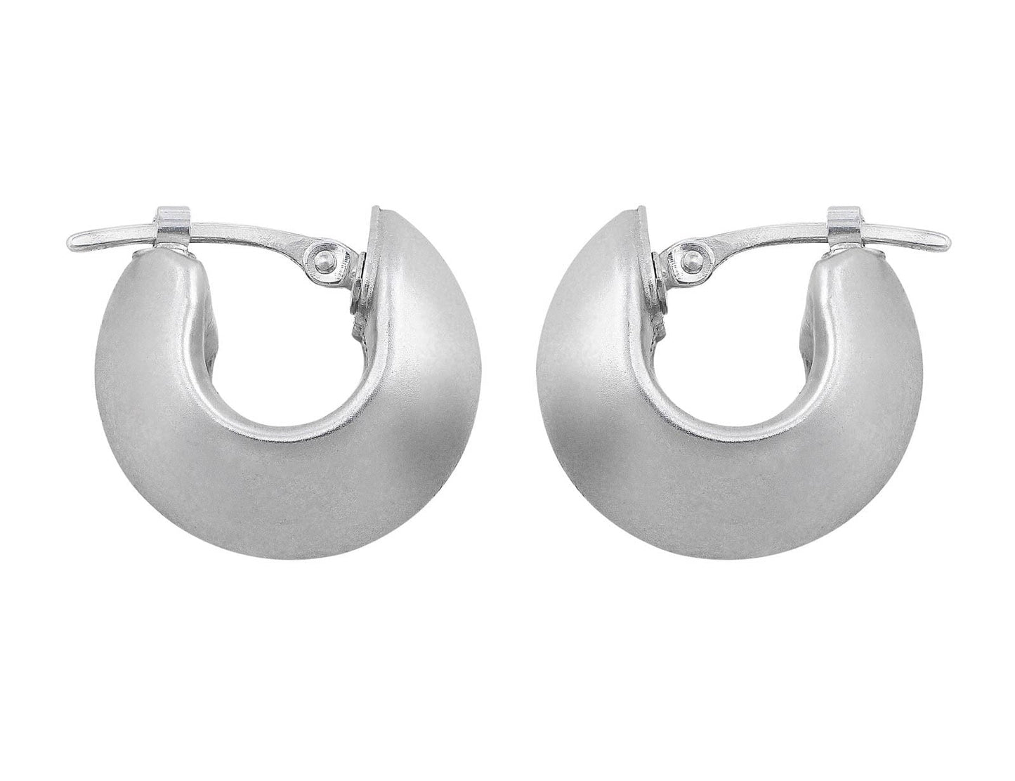 18kt White Gold Satin Finish Hoops