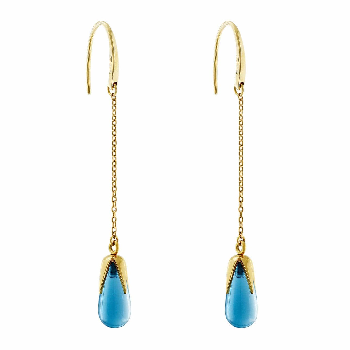 18kt Yellow Gold & Blue Topaz Drop Chandelier Earrings