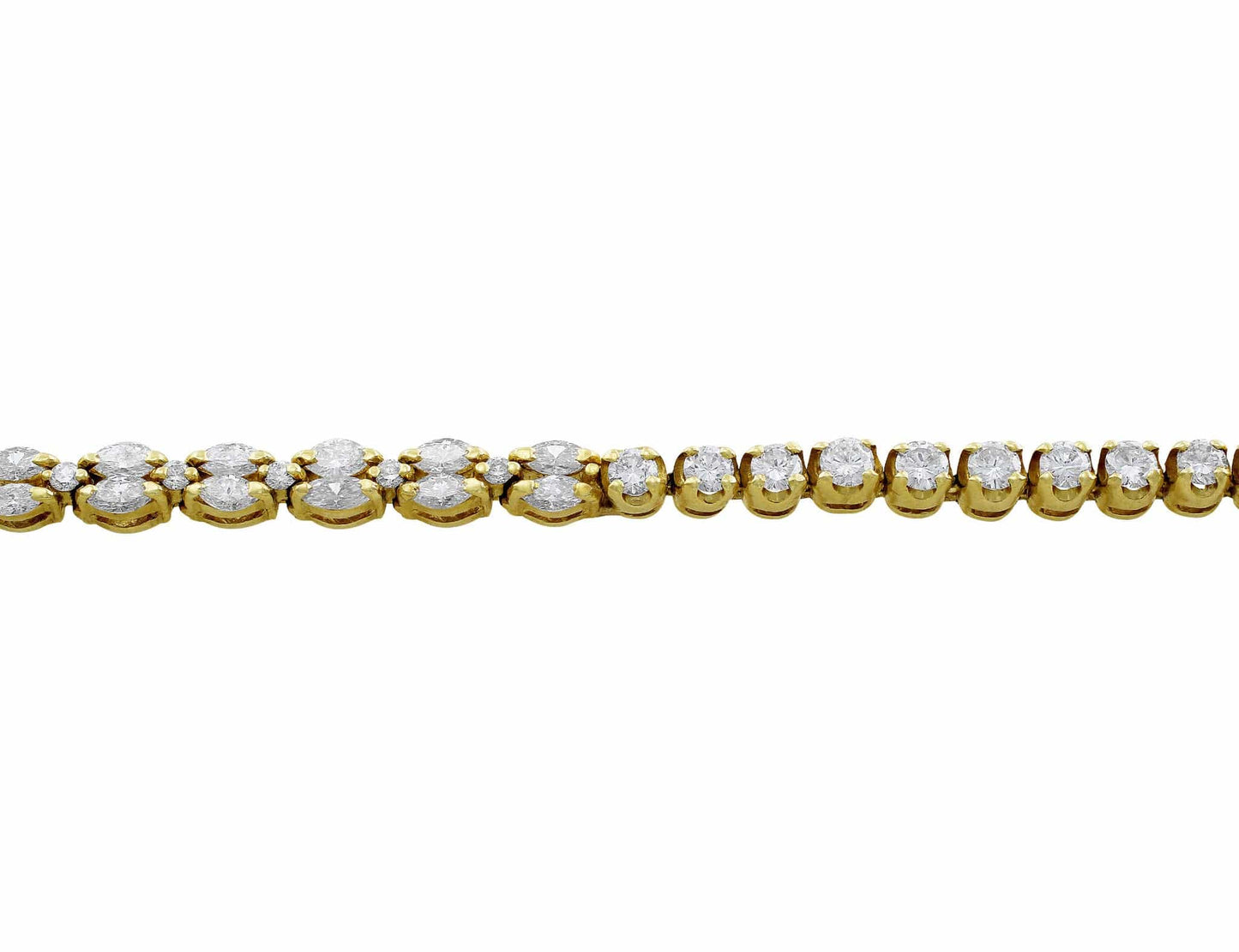 Estate 18kt Yellow Gold Marquise & Round Brilliant Diamond Bracelet