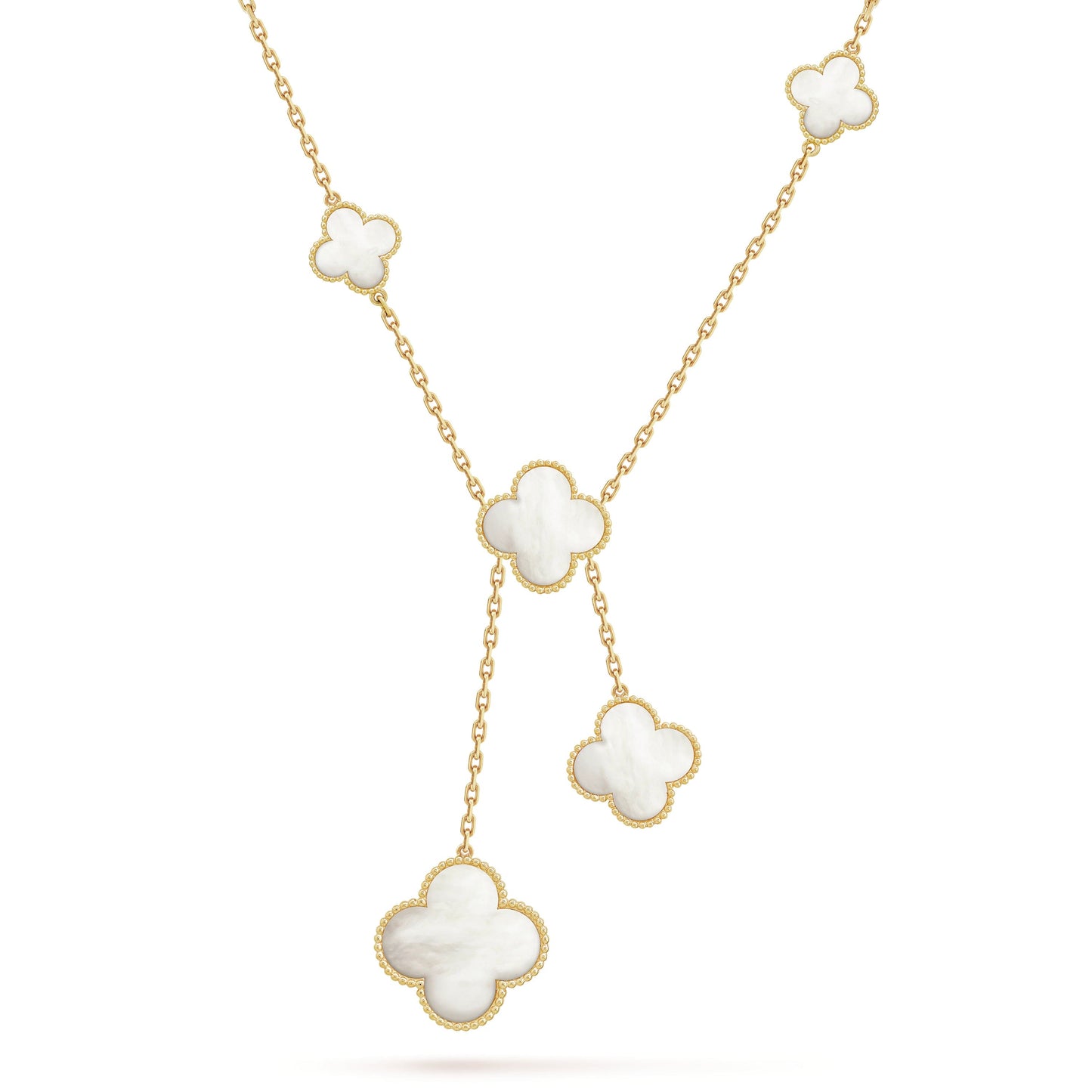 18K Celestial Magic Alhambra Six Pearls Motifs Clover Necklace