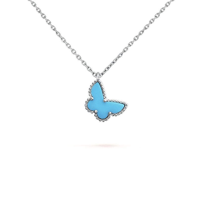 18K Celestial Sweet Alhambra Blue Butterfly Necklace