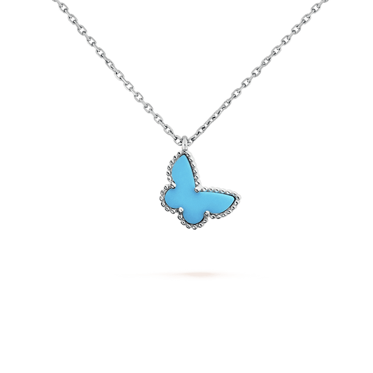 18K Celestial Sweet Alhambra Blue Butterfly Necklace