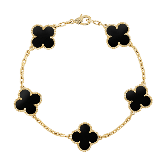 18K Celestial Vintage Alhambra Five Motifs Black Clover Bracelet
