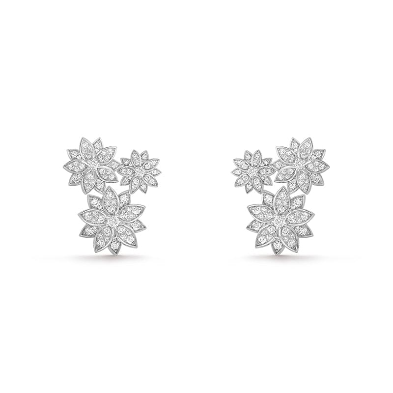 18K Celestial Lotus Three Flowers Earrings