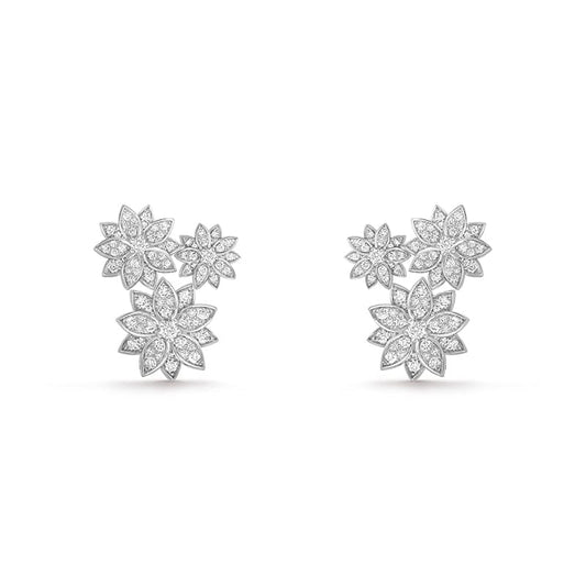 18K Celestial Lotus Three Flowers Earrings