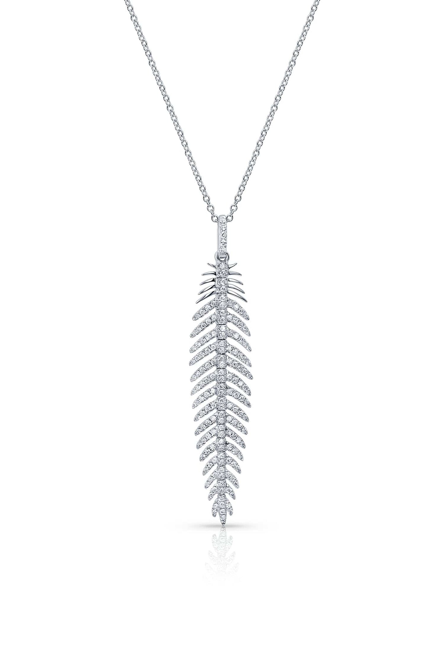 18kt White Gold Feather Pendant