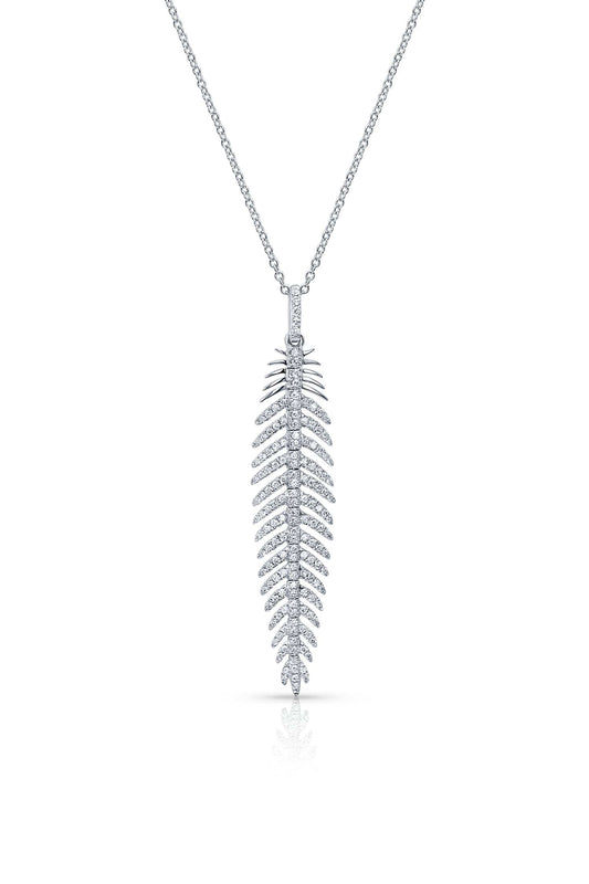 18kt White Gold Feather Pendant