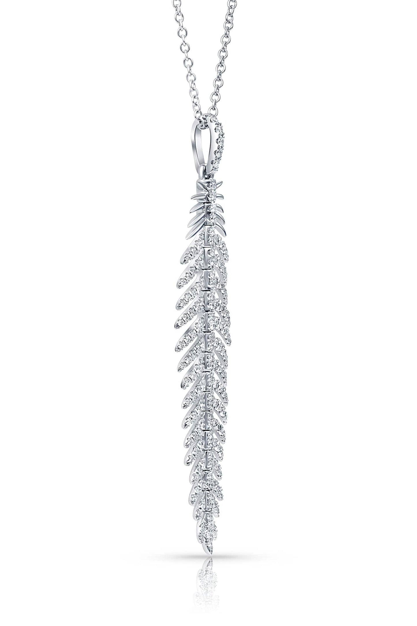 18kt White Gold Feather Pendant