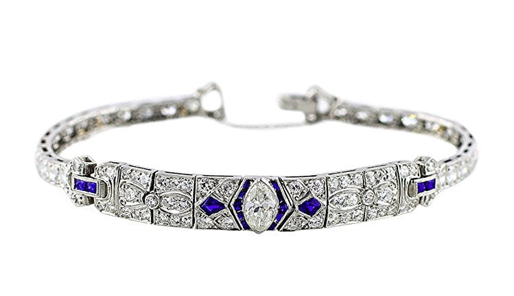Platinum 1920's Diamond Sapphire Bracelet
