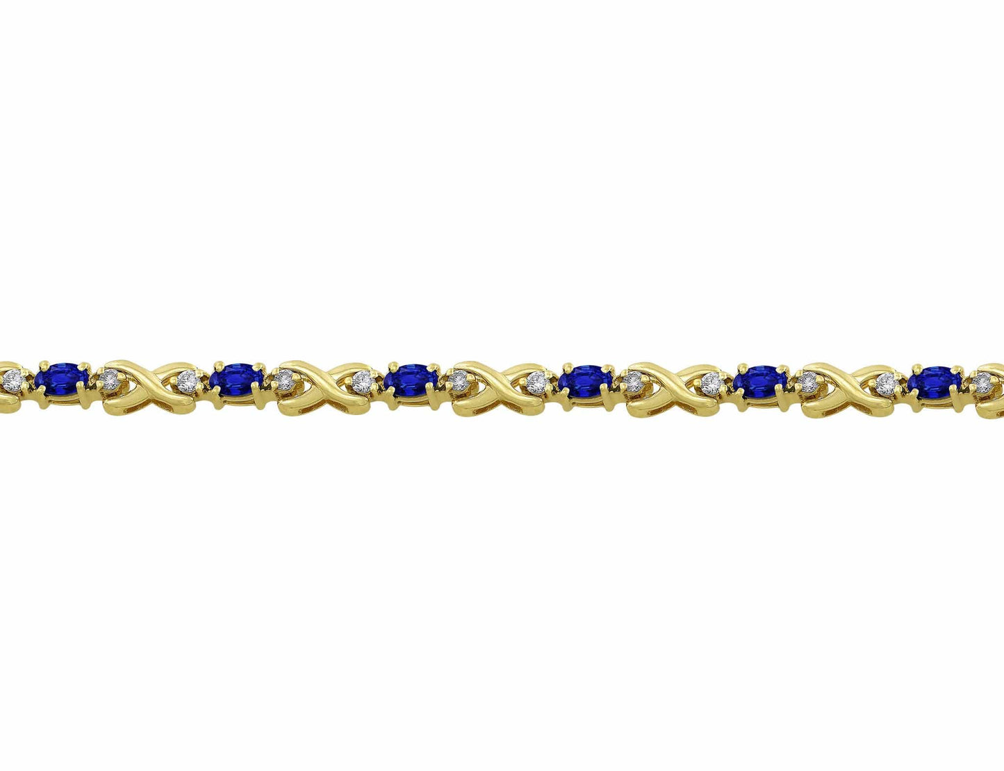 Estate Sapphire & Diamond 14kt Yellow Gold Criss-Cross Bracelet