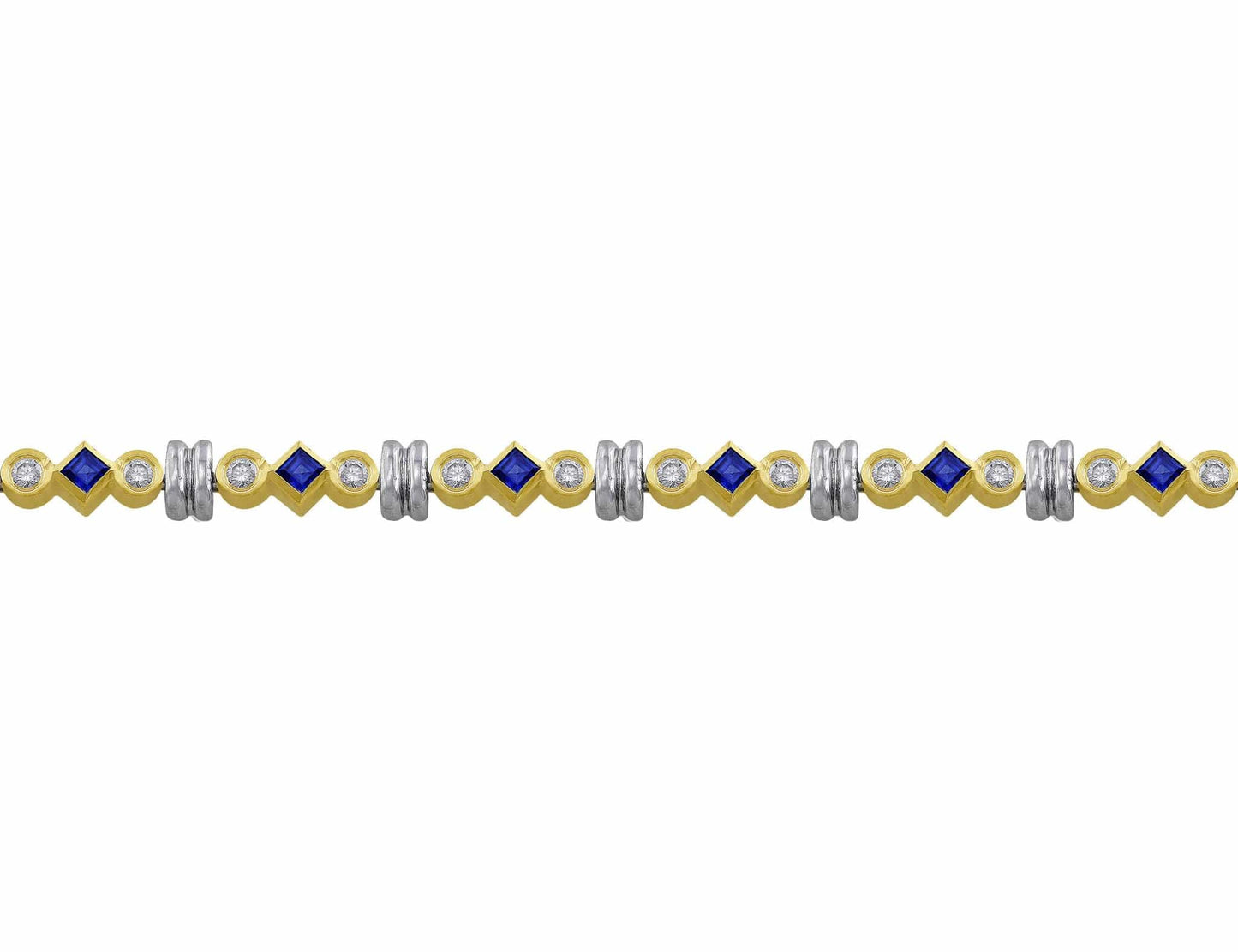14kt Yellow Gold Princess Sapphire & Diamond Bracelet