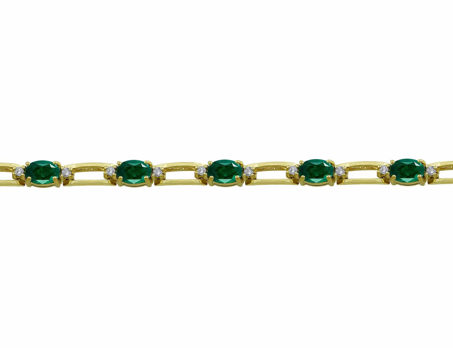 14kt Yellow Gold Diamond & Emerald Tennis Bracelet