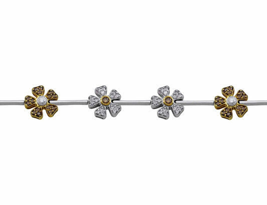 18kt White Gold Flower Diamond Bracelet