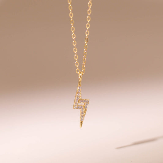 ELVORIA Lightning Necklace – 18K Gold Plated 925 Sterling Silver