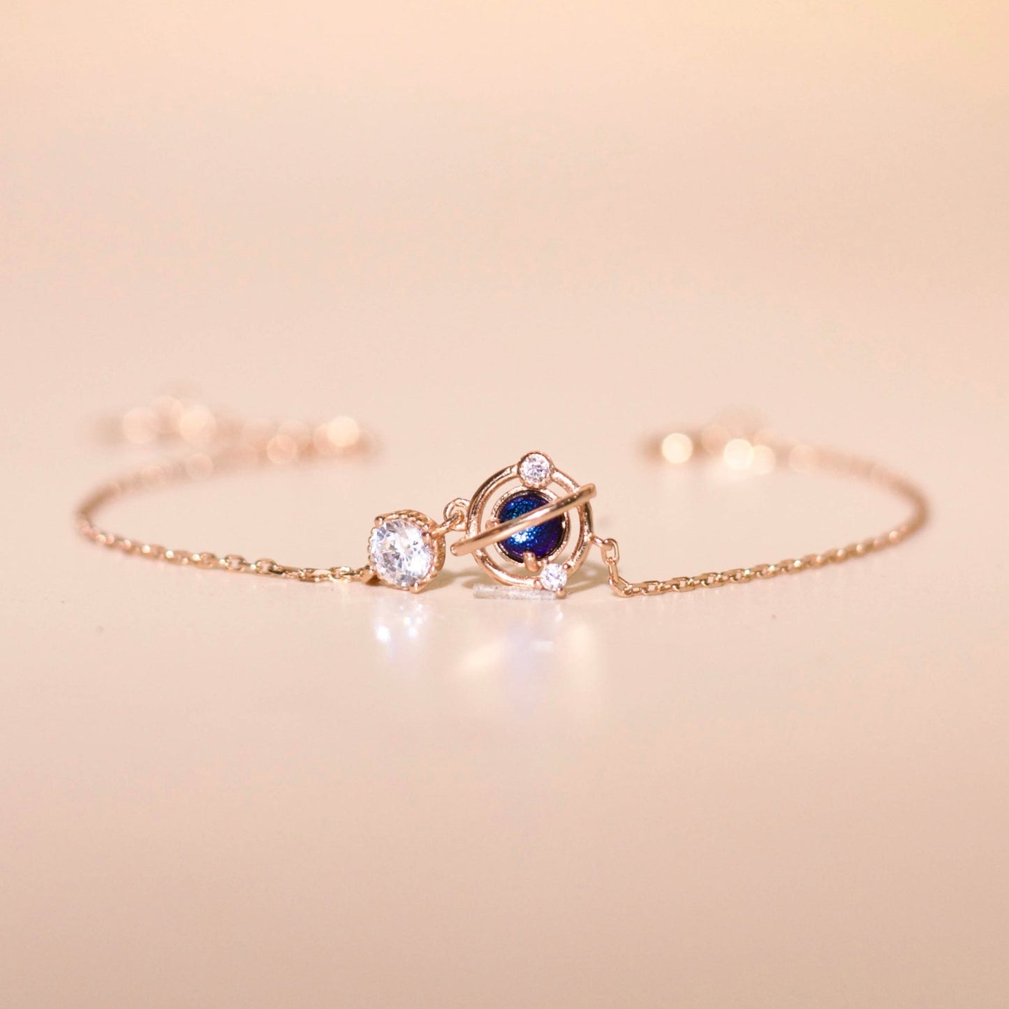 ELVORIA Eirlys Planet Bracelet – Rose Gold & Platinum Plated 925 Sterling Silver