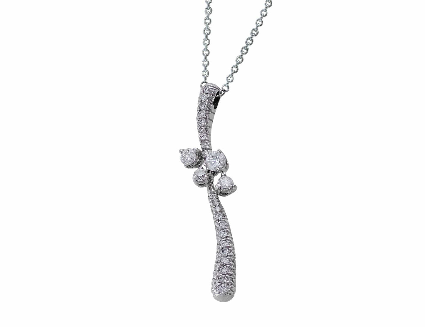 18k White Gold Diamond Free Form Pendant