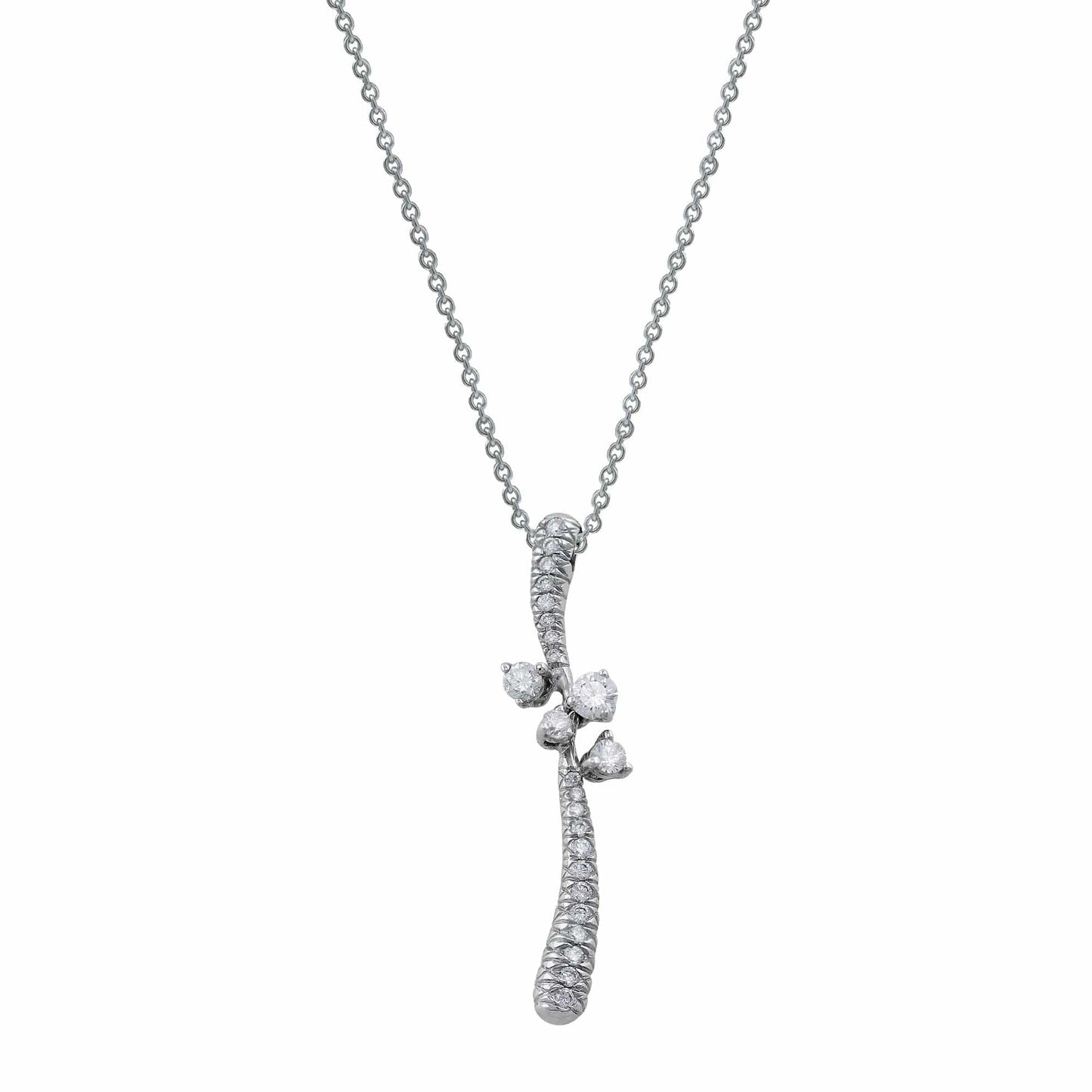 18k White Gold Diamond Free Form Pendant