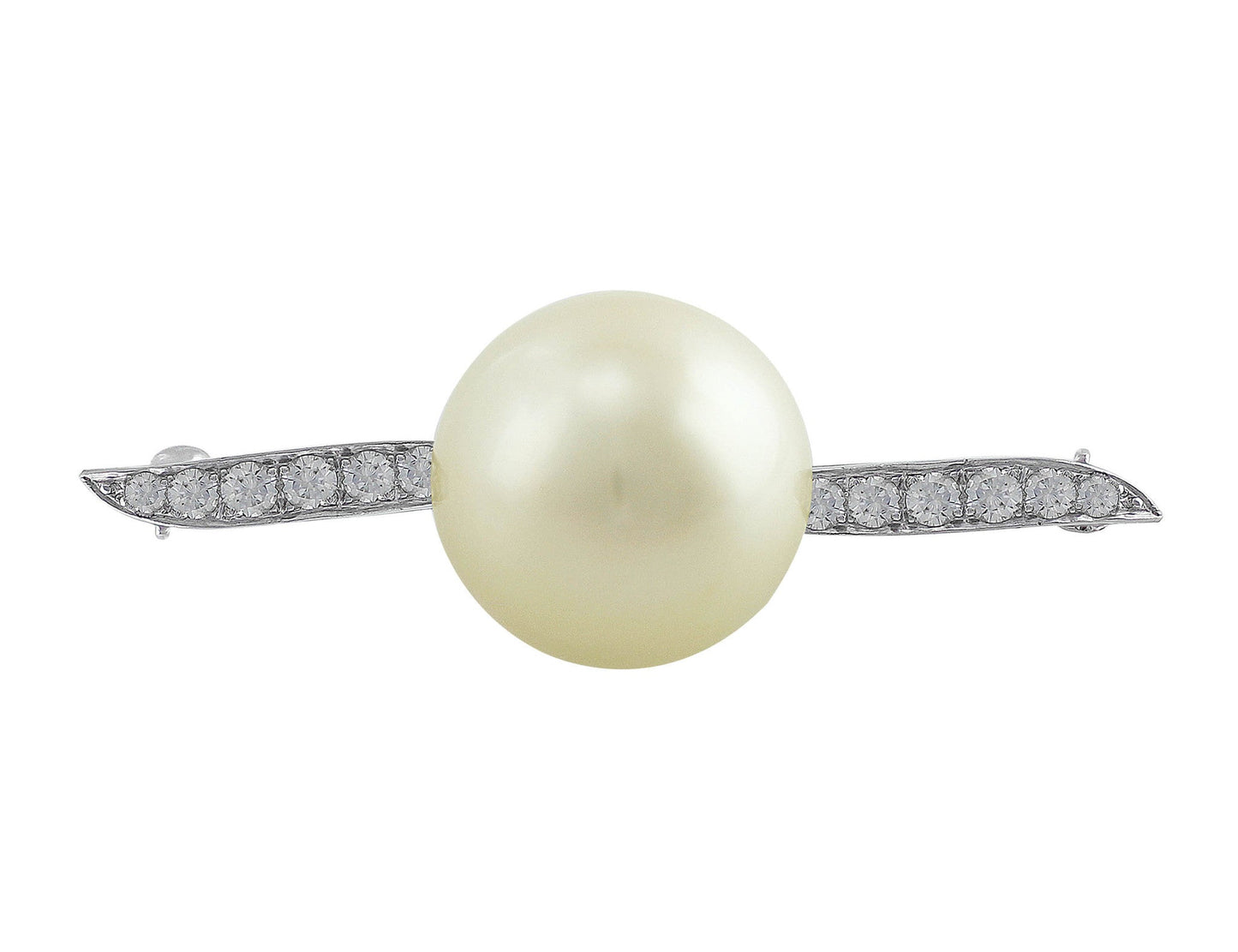 Platinum Pearl & Diamond Pin