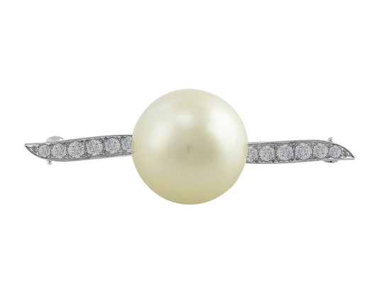 Platinum Pearl & Diamond Pin