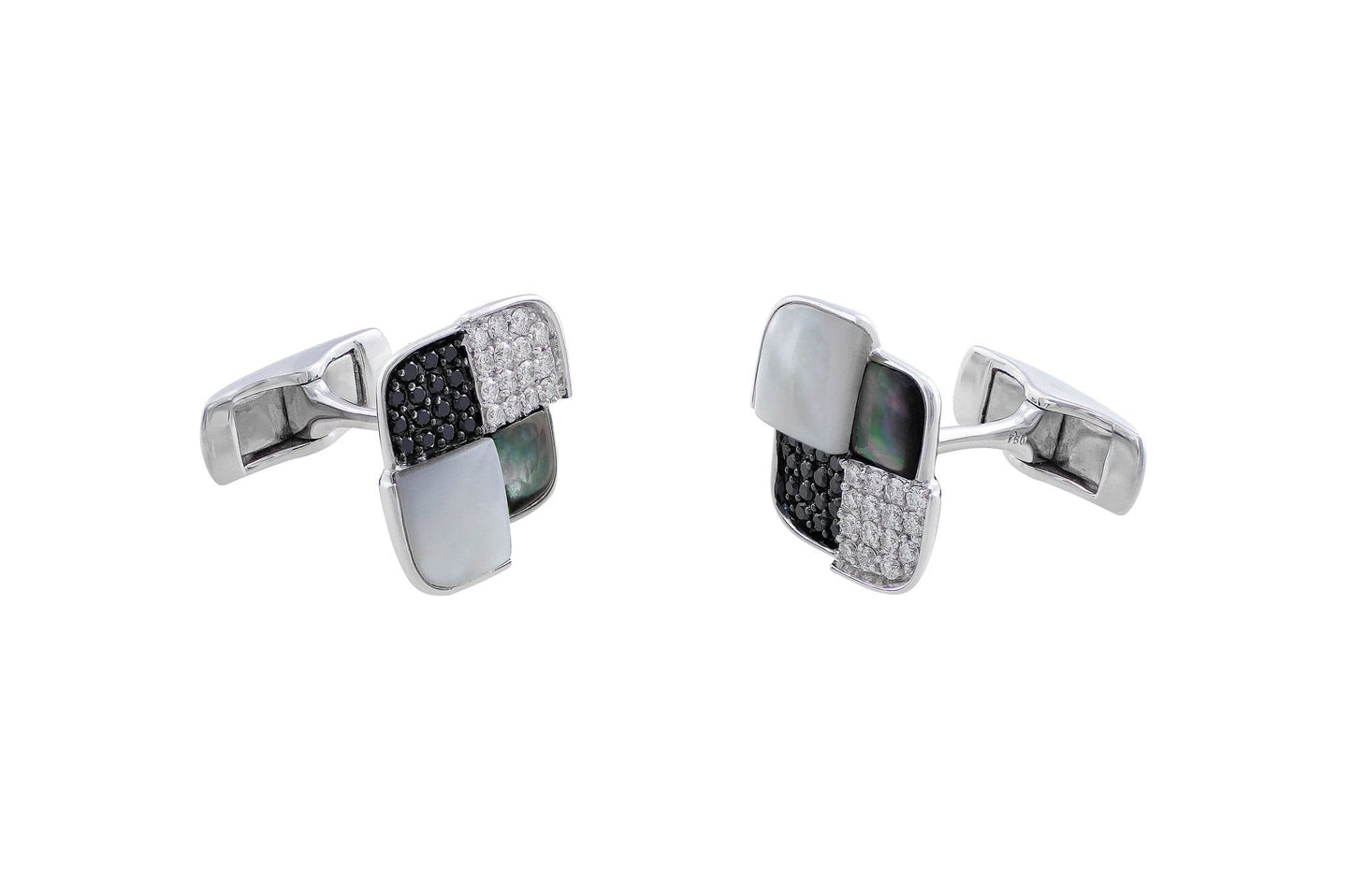 18kt White Gold Diamond & Mother of Pearl CuffLinks