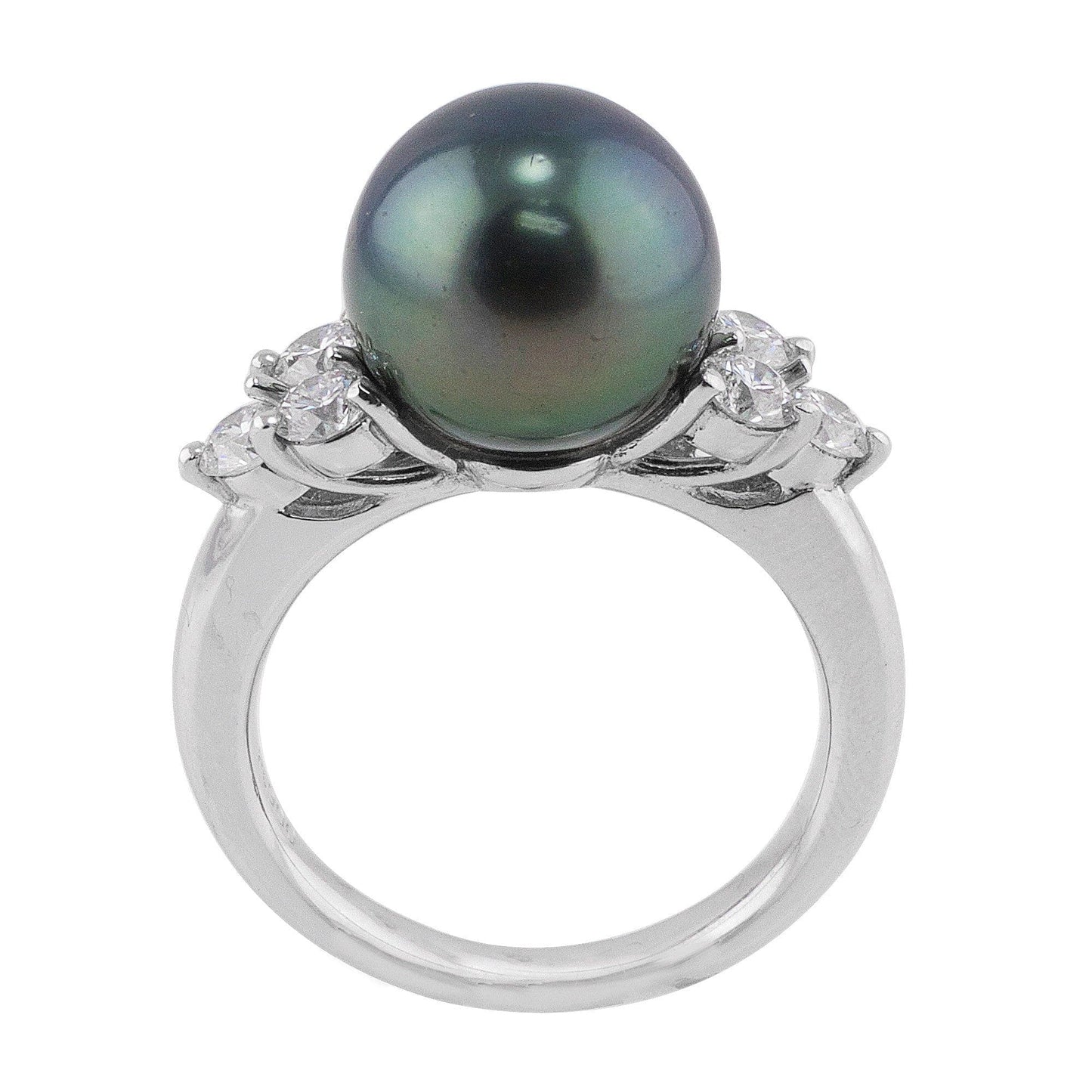 Platinum Diamond 11mm Tahitian Peacock Pearl Ring