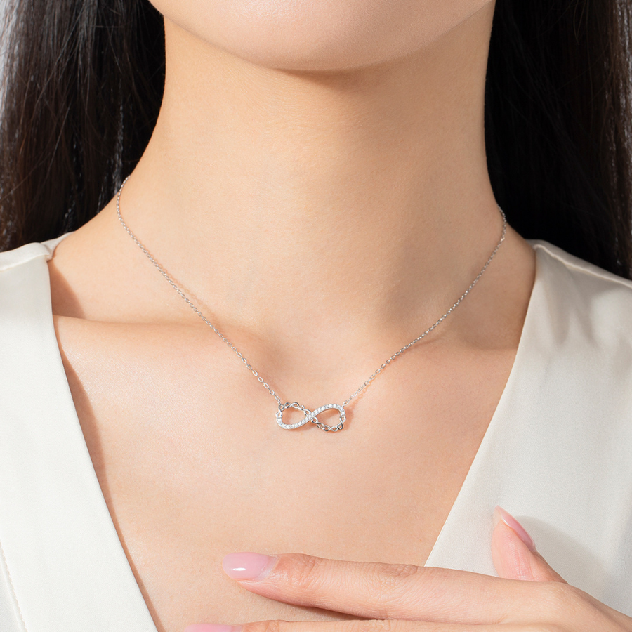 Romantic Infinite Love CZ Necklace – Solid 925 Sterling Silver Pendant