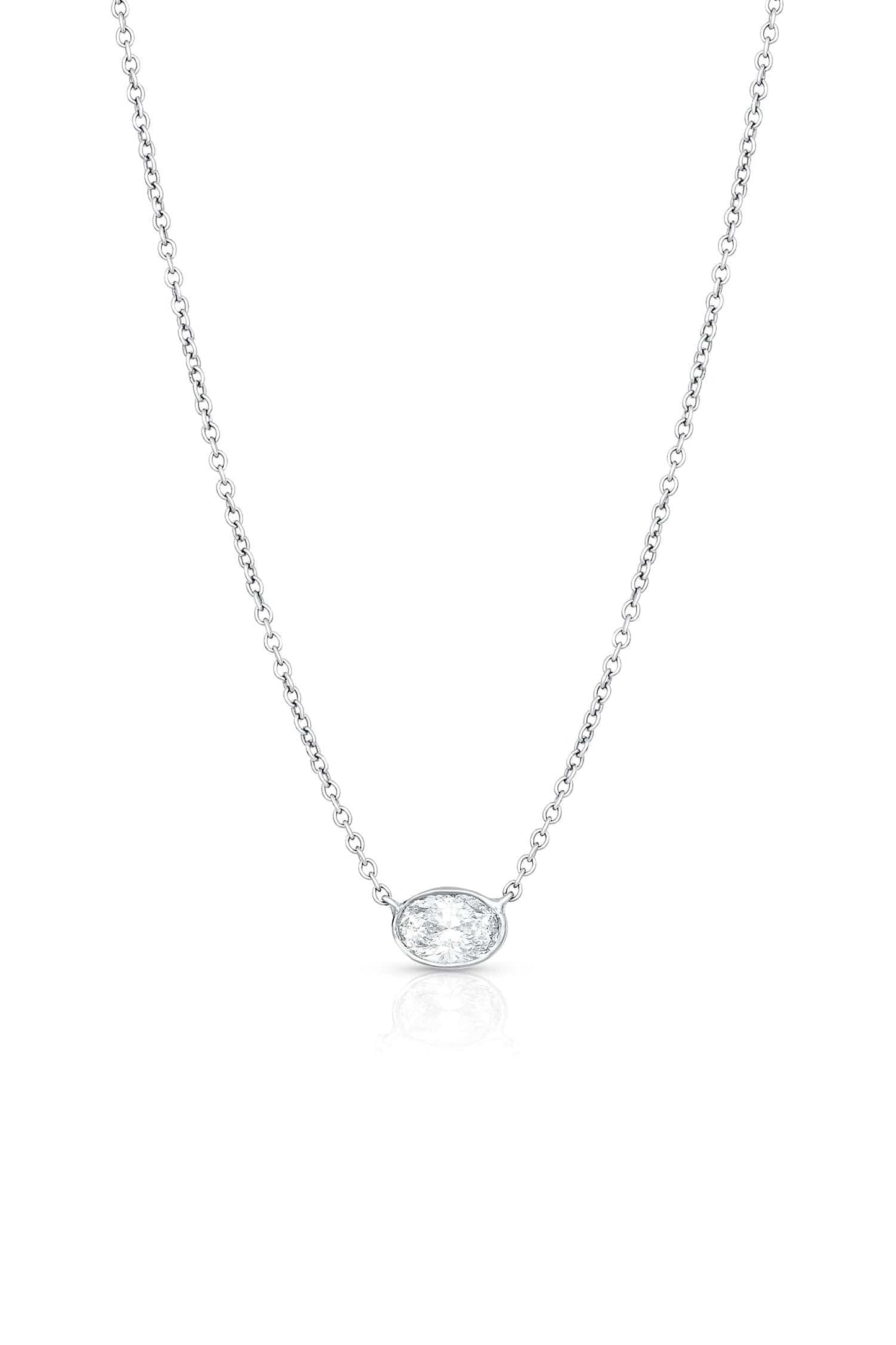 Rivière PLATINUM DIAMOND SOLITAIRE OVAL NECKLACE