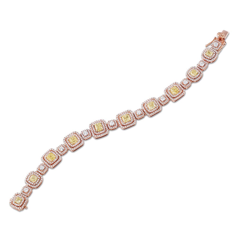 18K Rose Gold Yellow Diamond Bracelet - GIA CERTIFIED