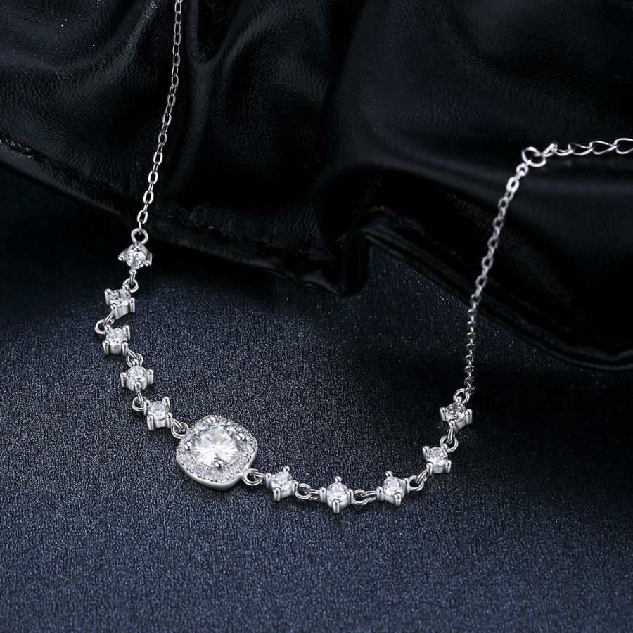 Luxury Moissanite Halo Bracelet – 0.8CT D Color 925 Sterling Silver