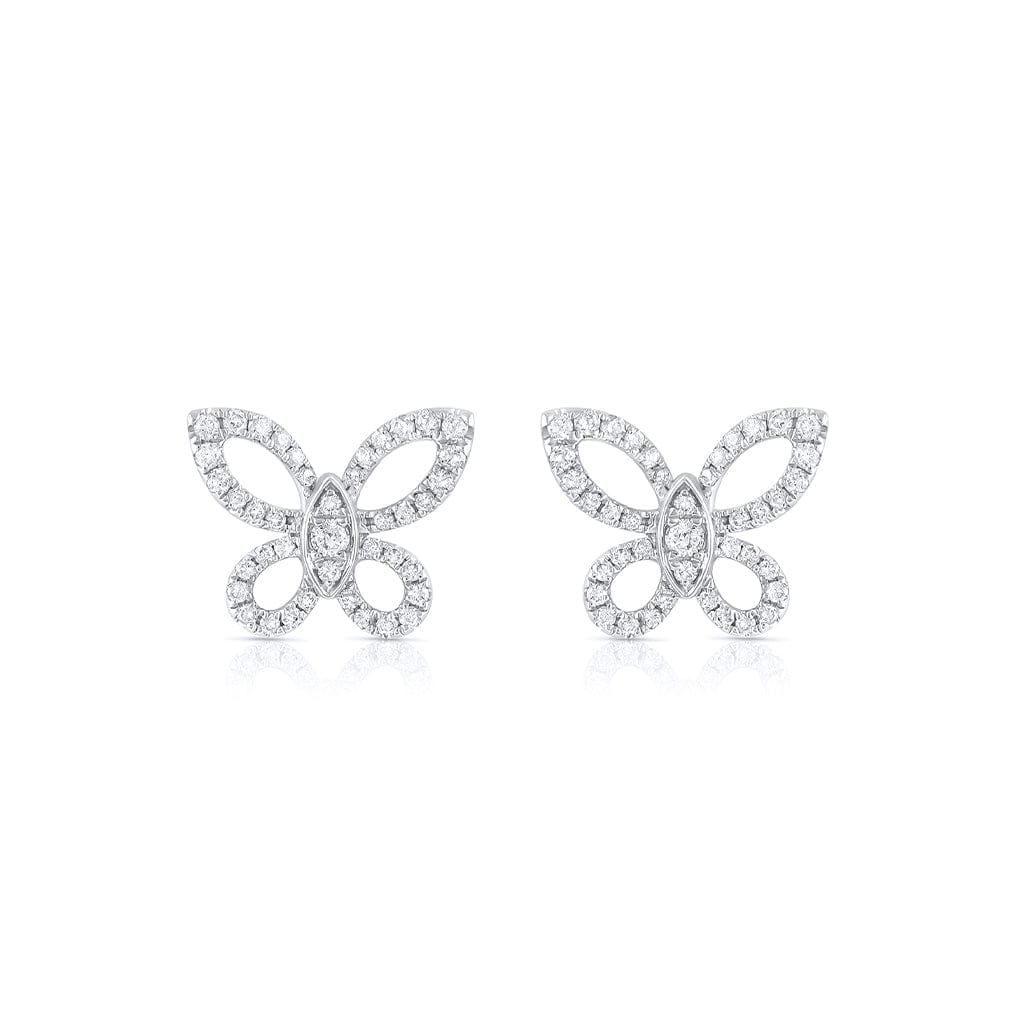 18K White Gold 0.31ctw Diamond Butterfly Post Earrings