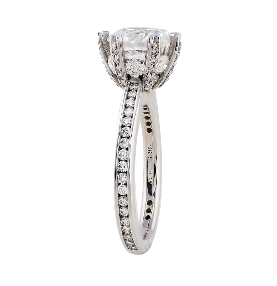 Ritani 18k White Gold Heart Prong Diamond Set Ring