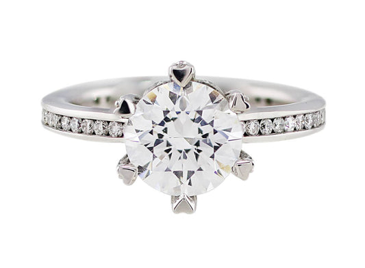 Ritani 18k White Gold Heart Prong Diamond Set Ring