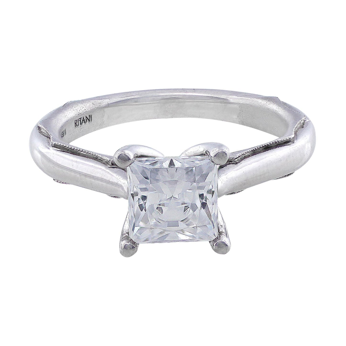 Ritani 18k White Gold Classic 1 Stone Ring