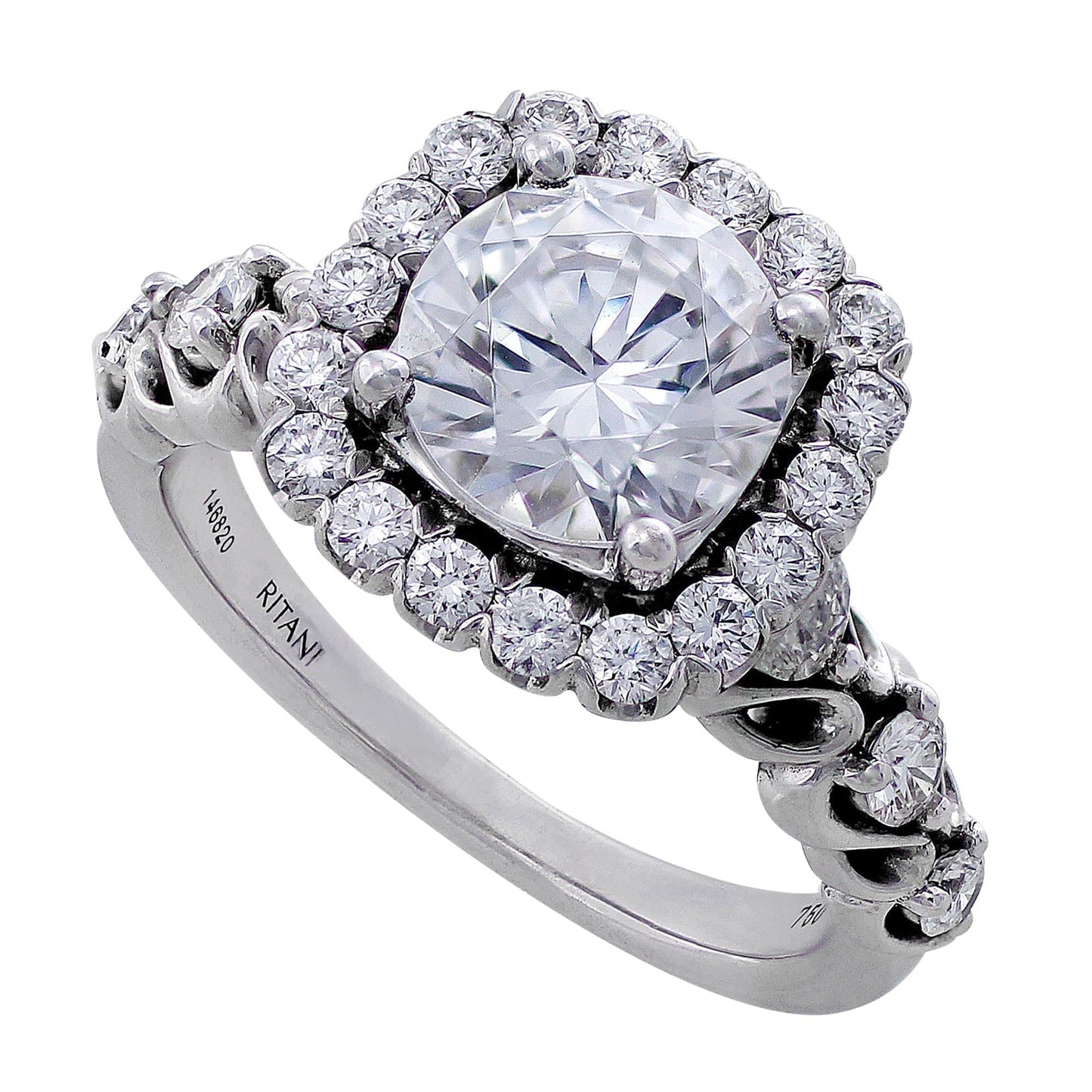 Ritani 18k White Gold Masterwork Pave Diamond Ring