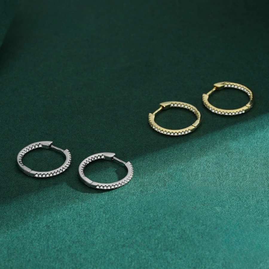 Classic Clear CZ Hoop Earrings – 925 Sterling Silver
