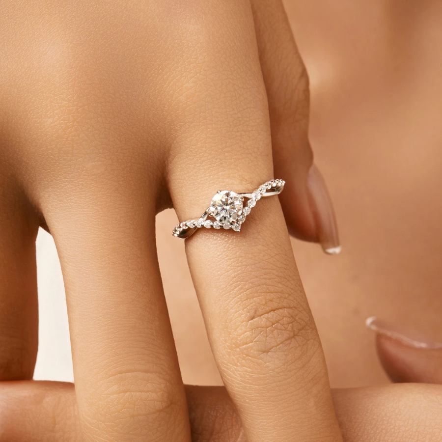 Elegant Crown Moissanite Engagement Ring – D Color 925 Sterling Silver