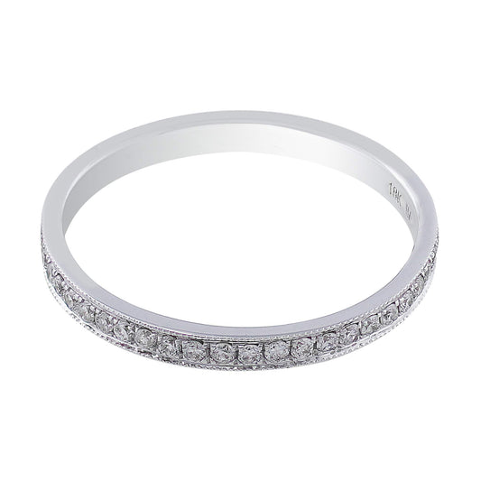 18k White Gold Single Row Diamond Wedding Band