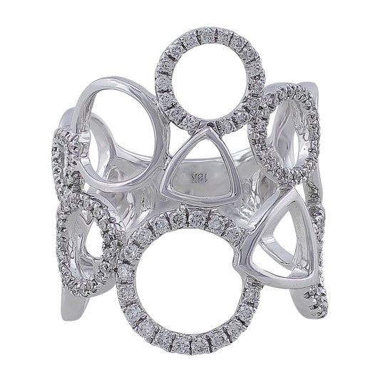 18k White Gold Multishape Openwork Pave Diamond Ring