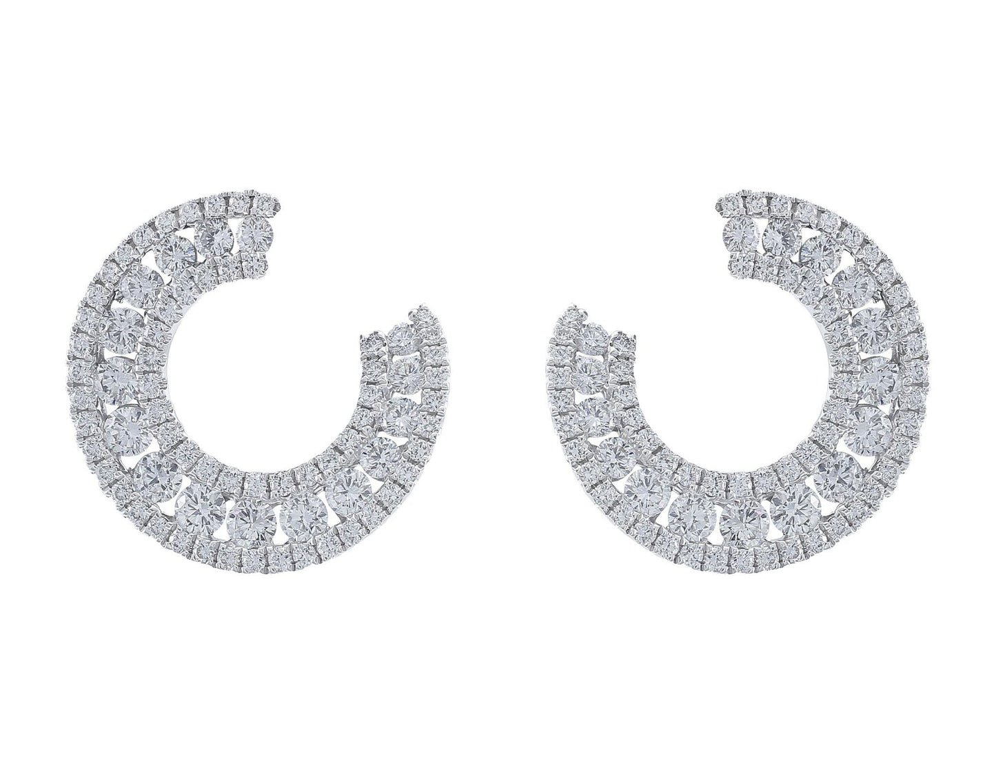 18kt White Gold & Diamond Horseshoe Motif Earrings