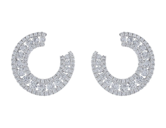 18kt White Gold & Diamond Horseshoe Motif Earrings