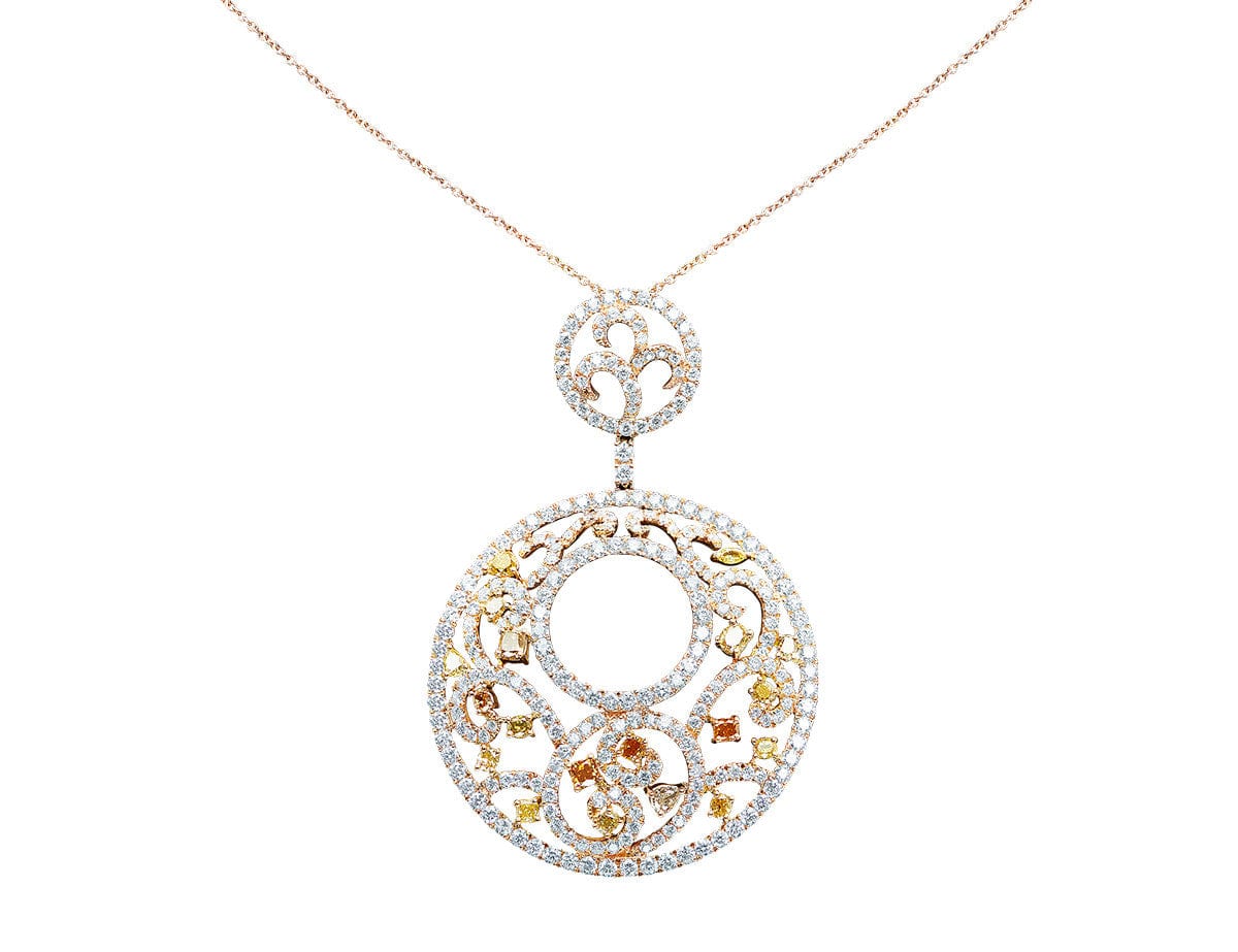 Circular18kt Rose Gold Multicolor Diamond Pendant