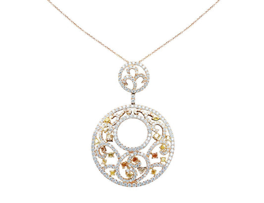 Circular18kt Rose Gold Multicolor Diamond Pendant