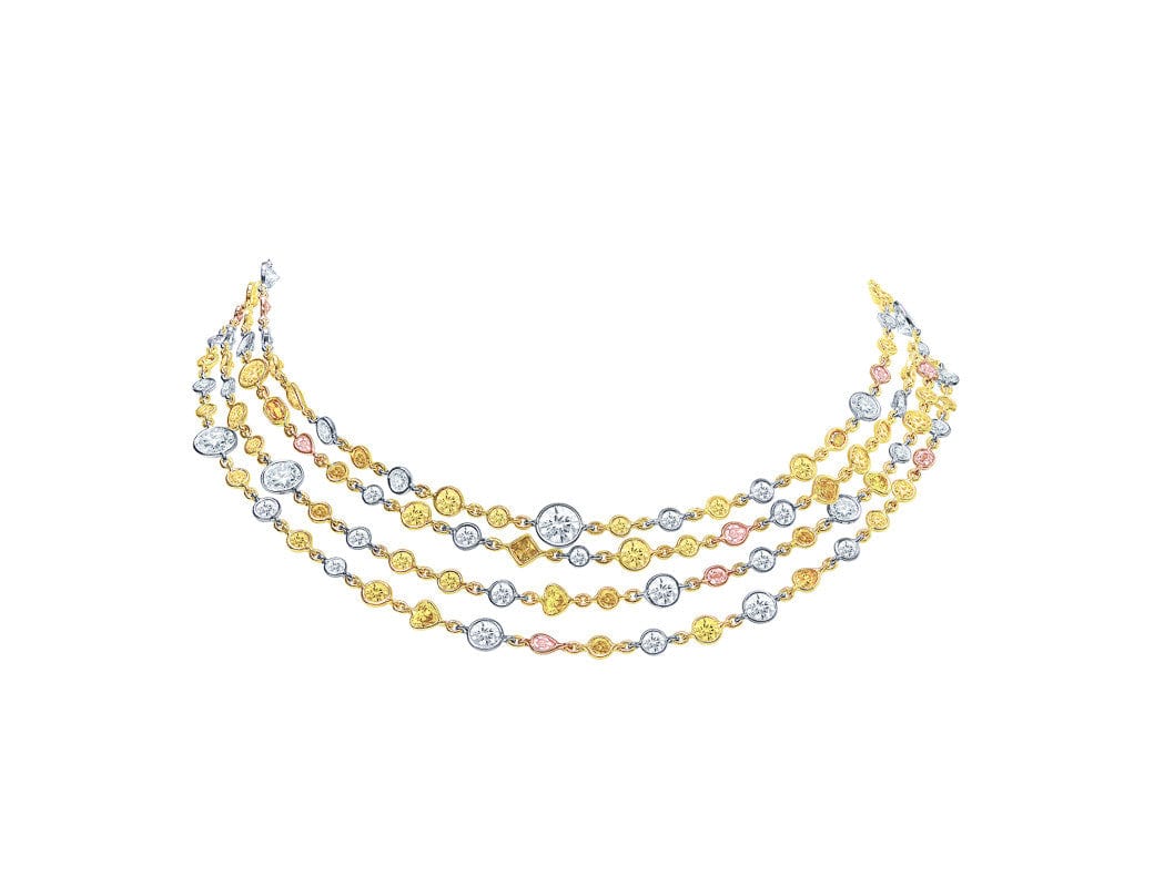 Rivière 18k Gold Grand Multicolor Diamond Necklace